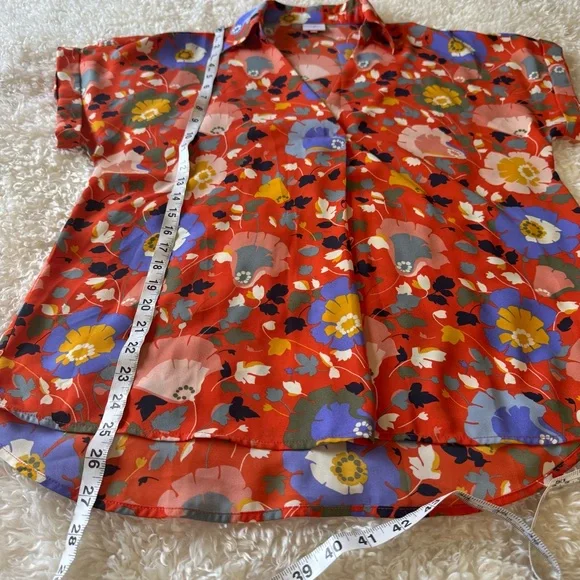 CABI #5892 Visionary Replay Womens Orange Floral V-neck Shirt Size Small - Picture 6 of 9